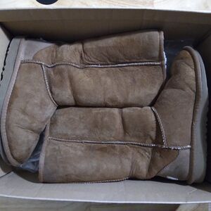 UGG Australia Brown Leather & Sheepskin Tall Boots